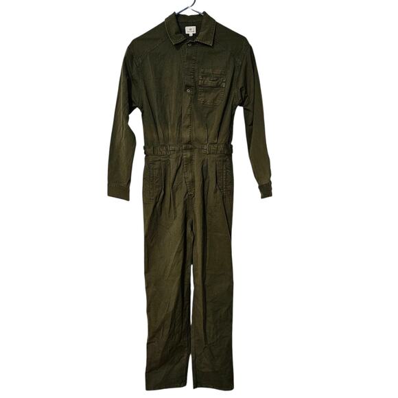 AG Adriano Goldschmied Flight Jumpsuit The Kaura Olive Green Long Sleeve Size S - Picture 1 of 11